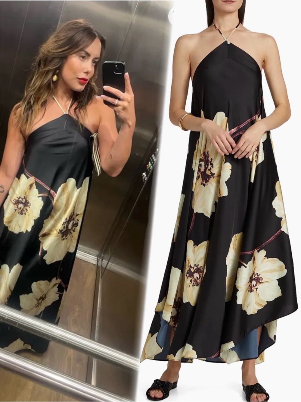 Misa Los Angeles Raban Floral Satin Maxi Dress size Medium.